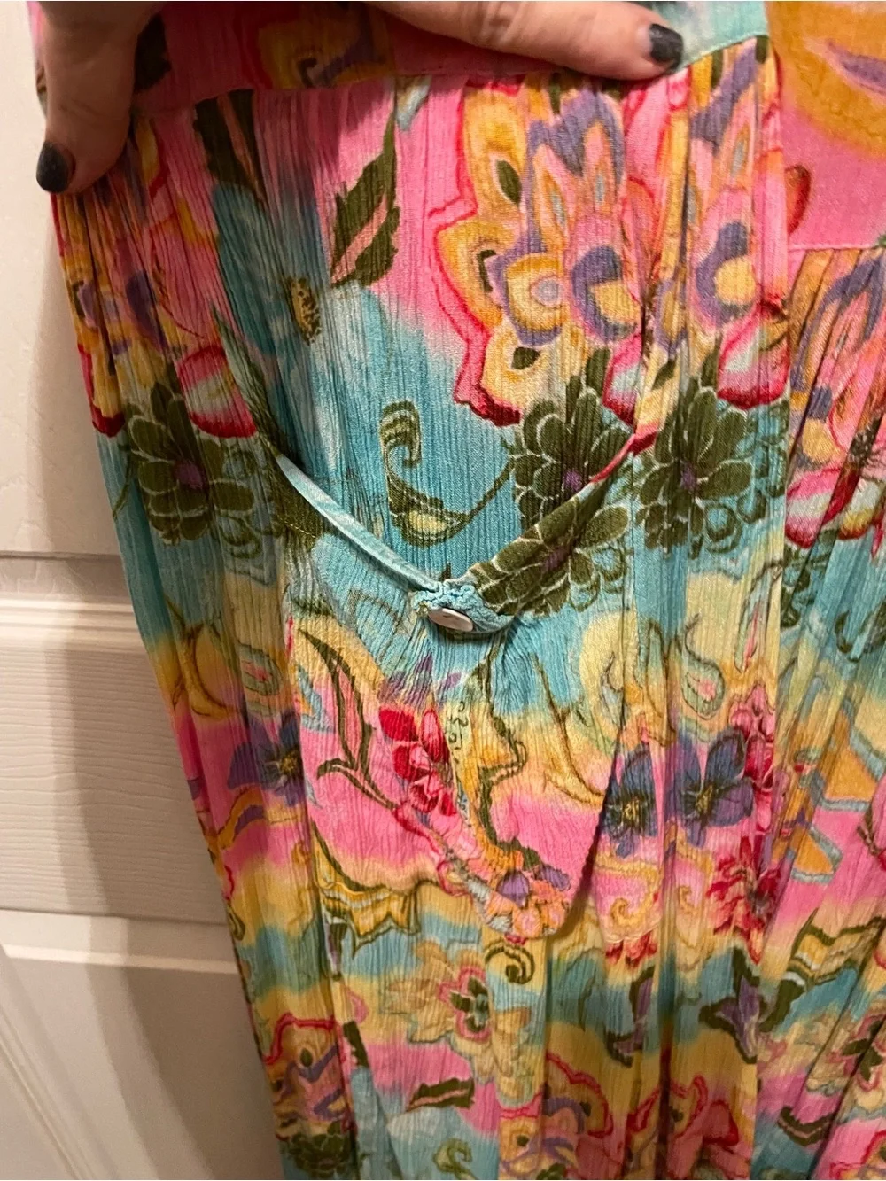 Bila Floral Sleeveless Maxi Dress in Pink, Yellow & Aqua M - Picture 3 of 5